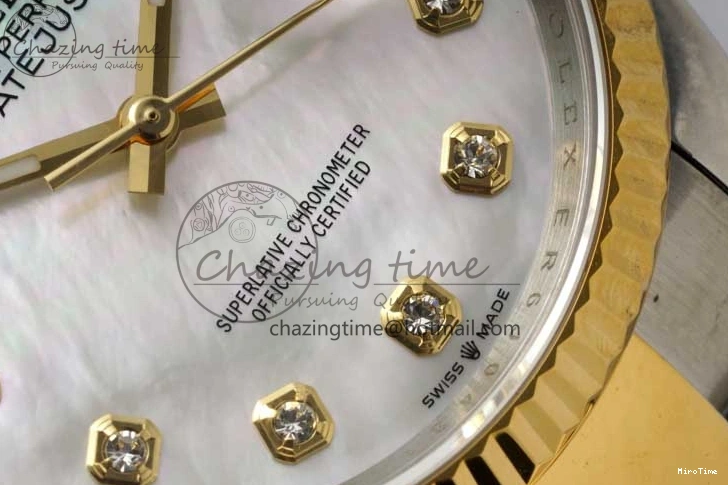 MiroTime 1231 DateJust 36mm SS YG DIWF 1:1 Best Edition 904L Steel White MOP Diamonds Dial on Oyster Bracelet SA Packable 2316